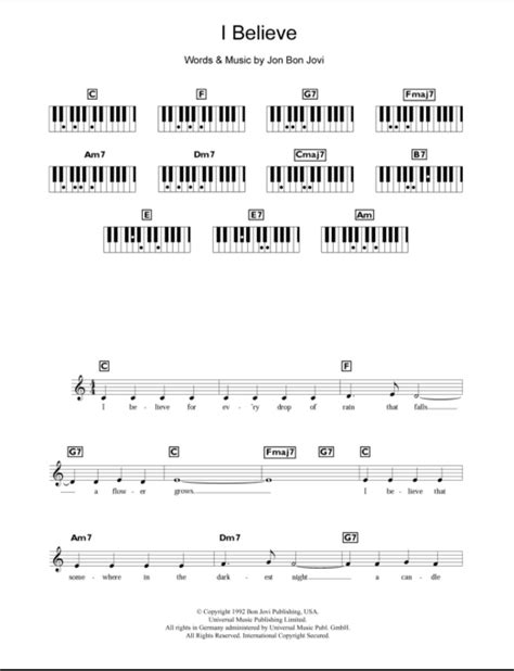 I Believe - Piano Chords/Lyrics | zZounds