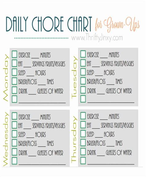 Roommate Chore Chart Template