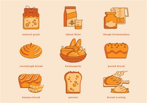 sourdough bread making icon set 13277962 Vector Art at Vecteezy