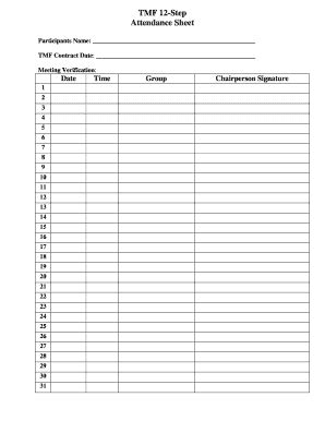 BTMFb 12-Step Attendance Sheet - E-tmf - Fill and Sign Printable Template Online