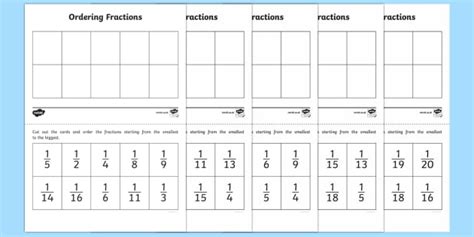 Ordering Unit Fractions Worksheet (teacher made)