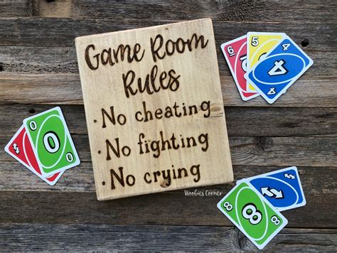 Game room decor Game room rules Wood sign Game room wall | Etsy