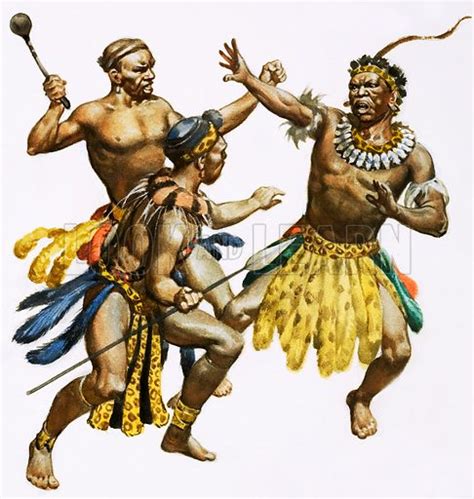 Zulu chief Shaka being attacked stock image | Look and Learn