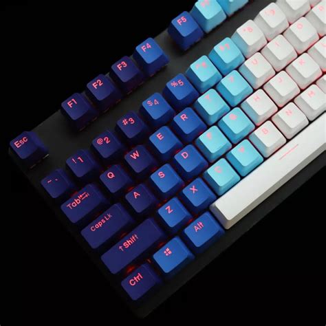 Keys | 108 Custom Backlit Keycaps | White and Blue Gradient Keycaps | – Mecharepublic