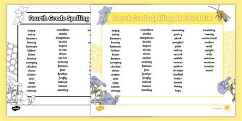 Printable 4th Grade Spelling Bee List | Twinkl USA - Twinkl