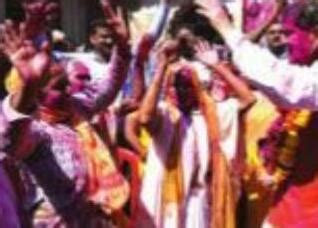 Widows in Vrindavan take part in Holi celebration