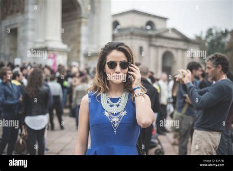 MILAN, ITALY - SEPTEMBER 20: People during Milan Fashion week in Milan ...