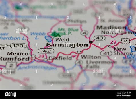 Farmington Maine USA shown on a Geography map or road map Stock Photo - Alamy