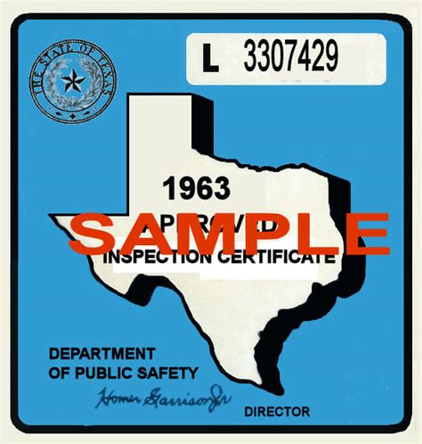 1963 Texas Inspection Sticker - $25.00 : Bob Hoyts Classic Inspection ...