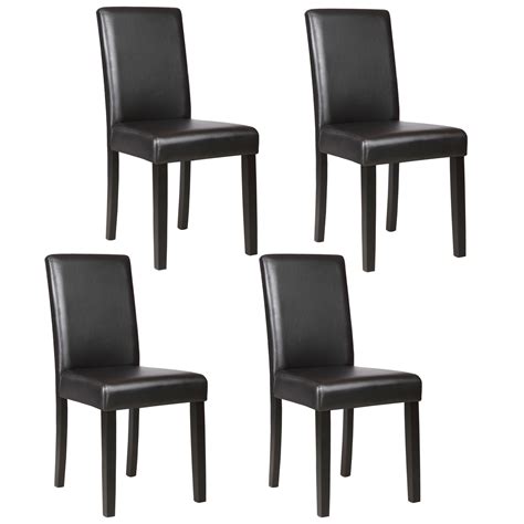 Mecor Upholstered Dining Chairs Set of 4, Kitchen PU Leather Padded Chair w/Solid Wood Frame ...