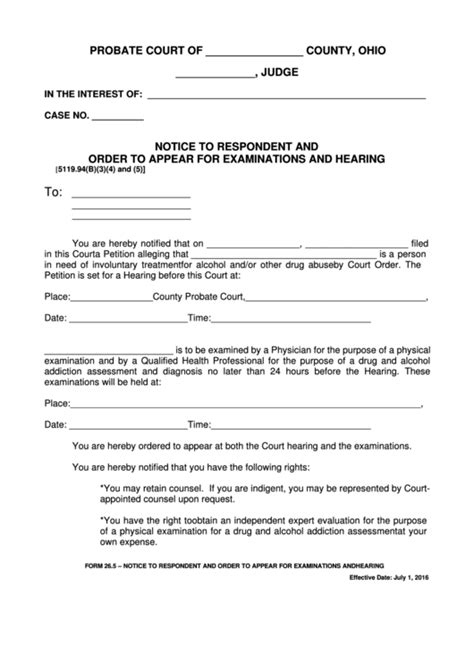 Fillable Ohio Probate Form Notice To Respondent And Order To Appear - CountyForms.com