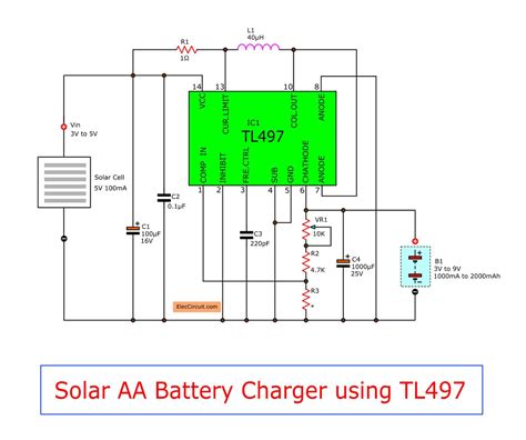 Make solar AA battery charger circuit by TL497 -ElecCircuit