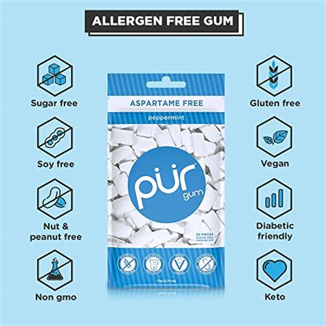 PUR Gum | Sugar Free Chewing Gum | 100% Xylitol | Vegan, Aspartame Free ...