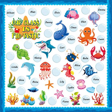 Buy 75 Pcs Under The Sea Bulletin Board Set Ocean Creatures Educational Classroom Decorations ...