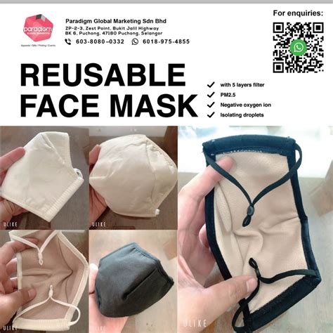 Reusable Face Mask 5 Ply Washable Protective Mask