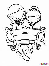 Bride And Groom On Car Coloring Page  Free Printable Pages sketch template