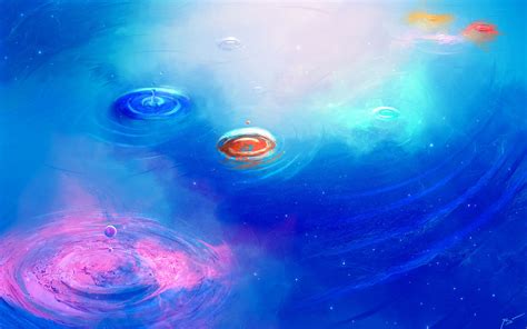 abstract, colorful, space, blue, JoeyJazz, space art, digital art, cyan ...