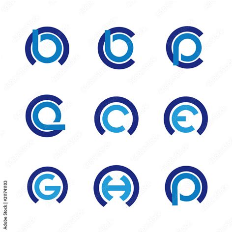 Alphabet letters set with Initial Circle Logo element. Initial letters ...