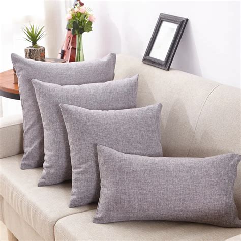 Rectangular Solid Color Cushion Cover Cotton Linen 30*50cm Throw Pillow ...