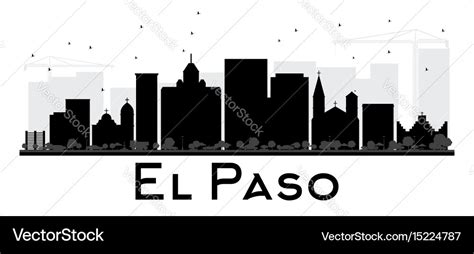 El paso city skyline black and white silhouette Vector Image