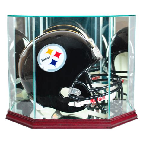 Perfect Cases Octagon Full Size Football Helmet Display Case with Cherry Finish