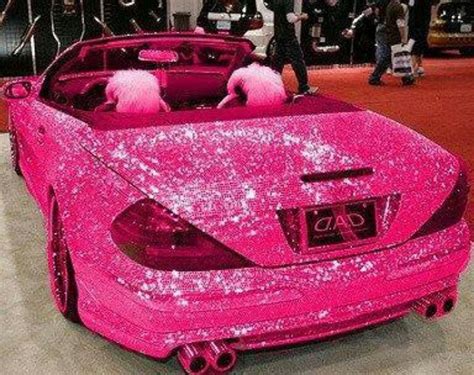 Pink glitter convertible mercedes