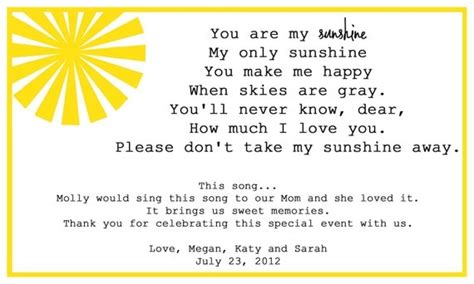 You Are My Sunshine Song Lyrics Card by megtabdesigns on Etsy