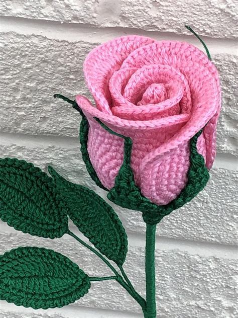 Long Stem Rose Crochet Pattern Crochet Rose Flower Crochet | Etsy ...