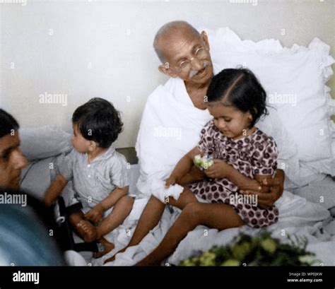 Mahatma Gandhi playing with Dr Satish Kalelkar children, Mumbai ...