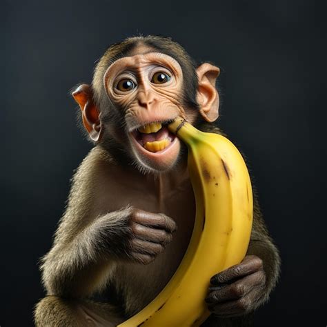 Premium AI Image | illustration of monkey holding banana