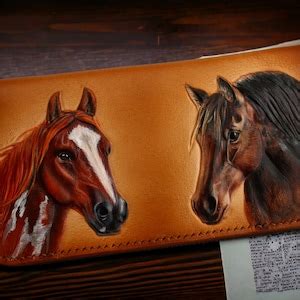 Leather Wallet, Horse Wallet, Hand-tooled Leather Wallet, Hand-carved Wallet, Carved Wallet ...