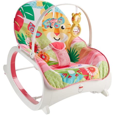 Fisher-Price Infant-To-Toddler Rocker with Removable Bar, Pink Safari ...