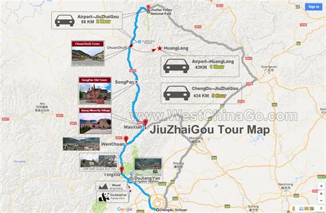 JiuZhaiGou Tourist Map - China ChengDu Tours, Chengdu Panda Volunteer Program