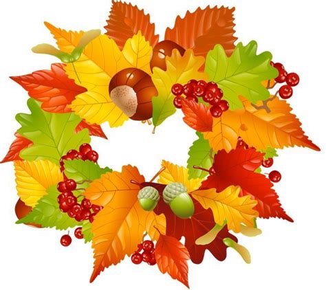 Colorful clip art for the fall season leaves wreath | Thanksgiving clip art, Wreath clip art ...