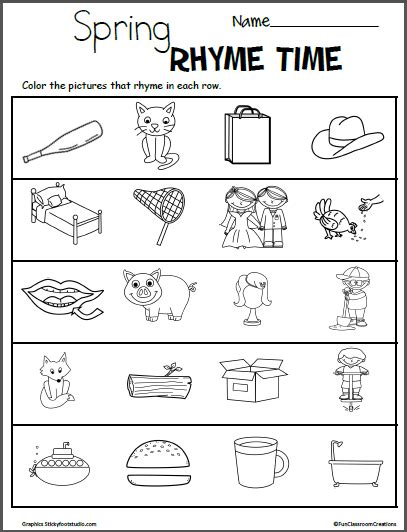 Spring Color the Rhymes Worksheets - Made By Teachers