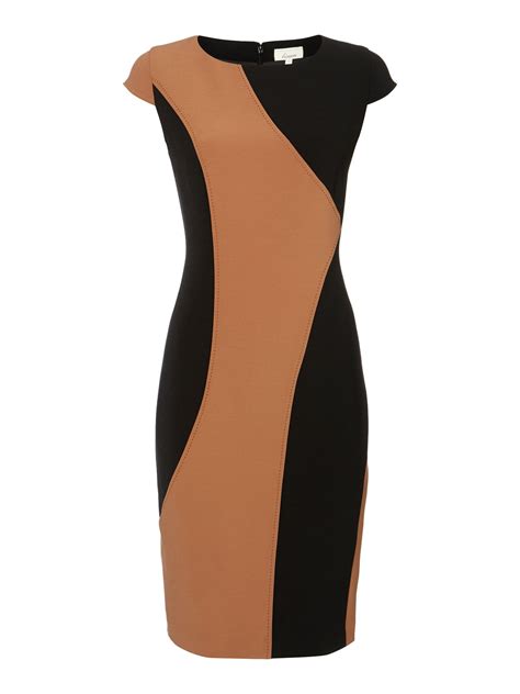 Colour Block Dresses Panelled Slimming Contrast Illusion Panel Dress | Classy dress outfits ...