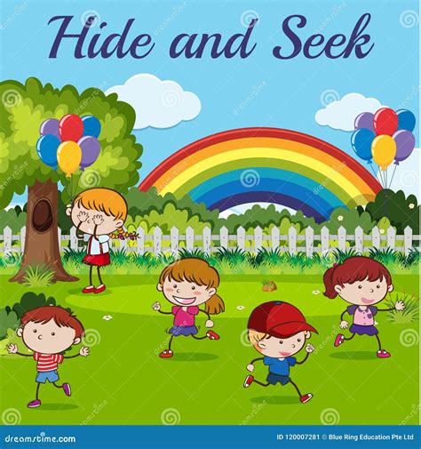 Children Playing Hide and Seek Stock Vector - Illustration of children ...