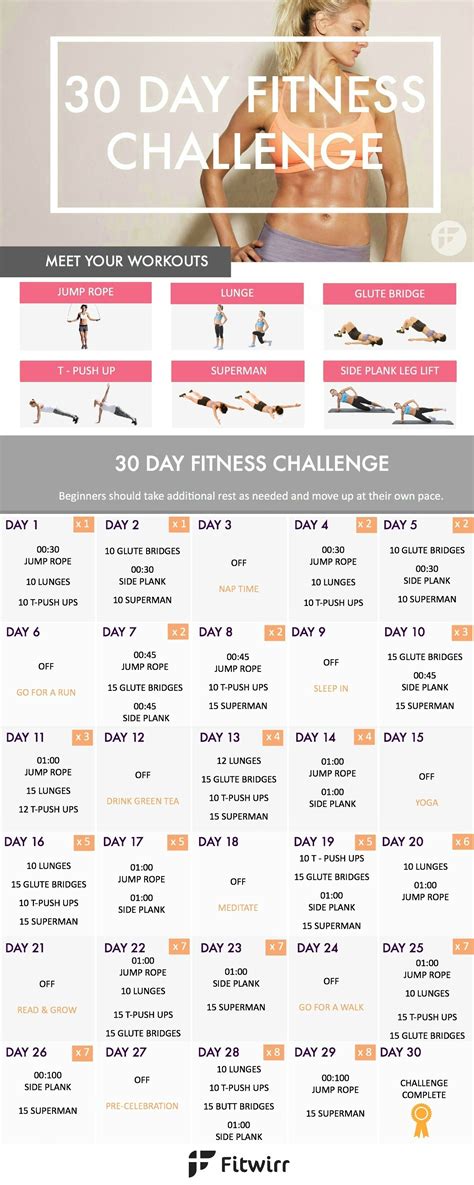 30 Day Fitness Challenges Printable Charts - Template Calendar Design