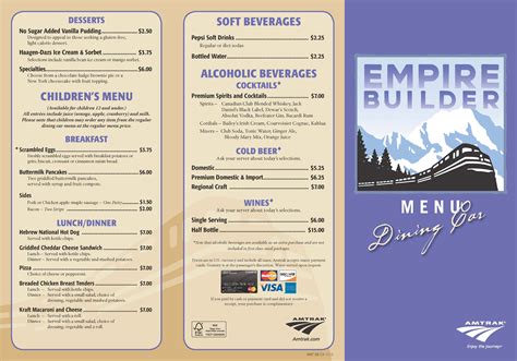 Amtrak Empire Builder - Dining Car Menu - Eastbound Train | Cocktail movie, Cocktail shaker set ...