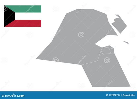 Kuwait map with flag. stock vector. Illustration of country - 177038794