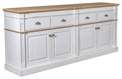 Asbury Rustic Wood 90" 4 Door 4 Drawer Sideboard, White - Farmhouse - Buffets And Sideboards ...