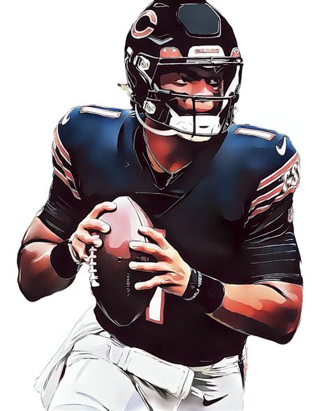 Justin Fields Chicago Bears Watercolor Strokes Pixel Art 1 Mixed Media ...