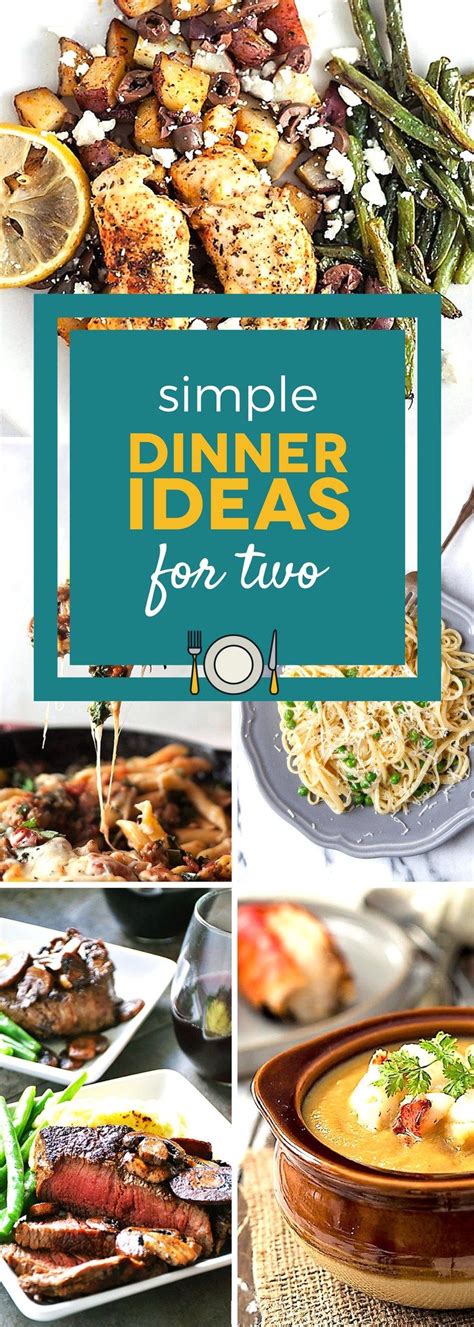 the cover of simple dinner ideas for two, including grilled meats and vegetables