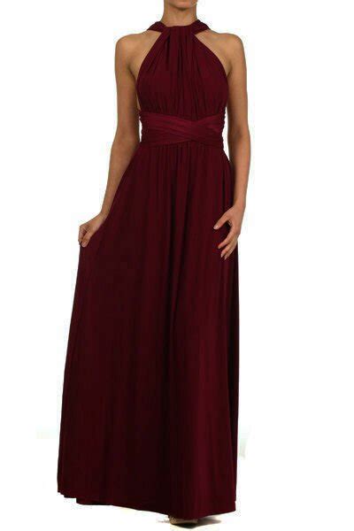 Floor length burgundy wine red infinity dress, Bridesmaid Dress, convertible dress red, Evening ...