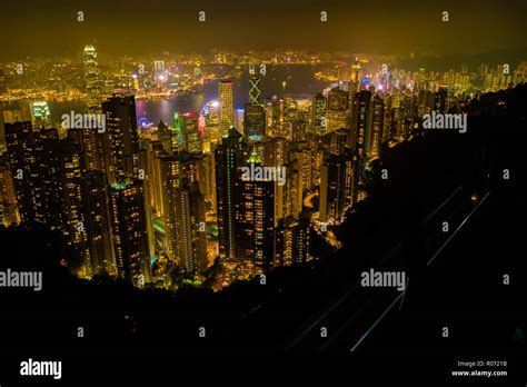 Night view from Victoria Peak in Hong Kong Stock Photo - Alamy