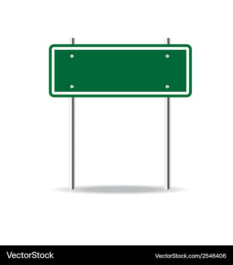 Blank green traffic road sign on white Royalty Free Vector