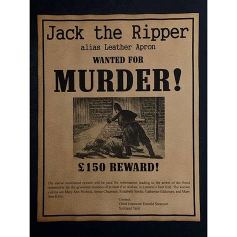 Sold Price: Jack the Ripper Wanted for Murder Notice-Poster - November 6, 0119 3:00 PM EDT