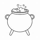Contour Black And White Drawing Of A Witchs Cauldron With Boiling  sketch template
