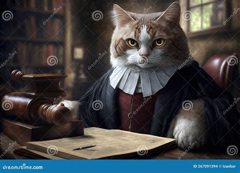 Cat As a Lawyer Illustration Generative Ai Stock Illustration - Illustration of meeting, breed ...