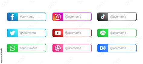 Social media name template. Social media icons. Collection of popular ...